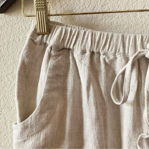 Umgee Boho Linen Blend Casual Loungewear Summer Vacation Minimalist Cargo Pants - Picture 3 of 6